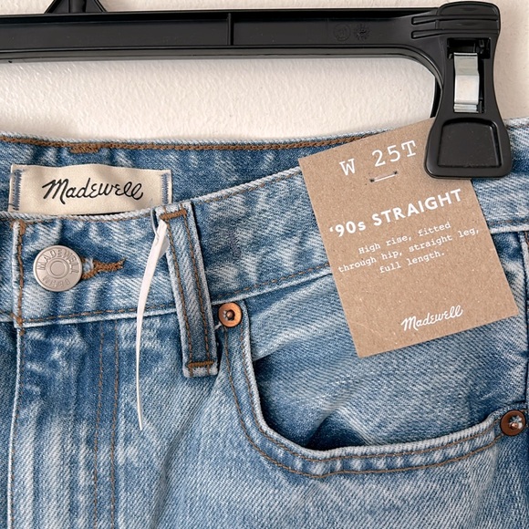 NWT Madewell ‘90s Straight Full-length Blue Jeans - Size 25T - Picture 5 of 7